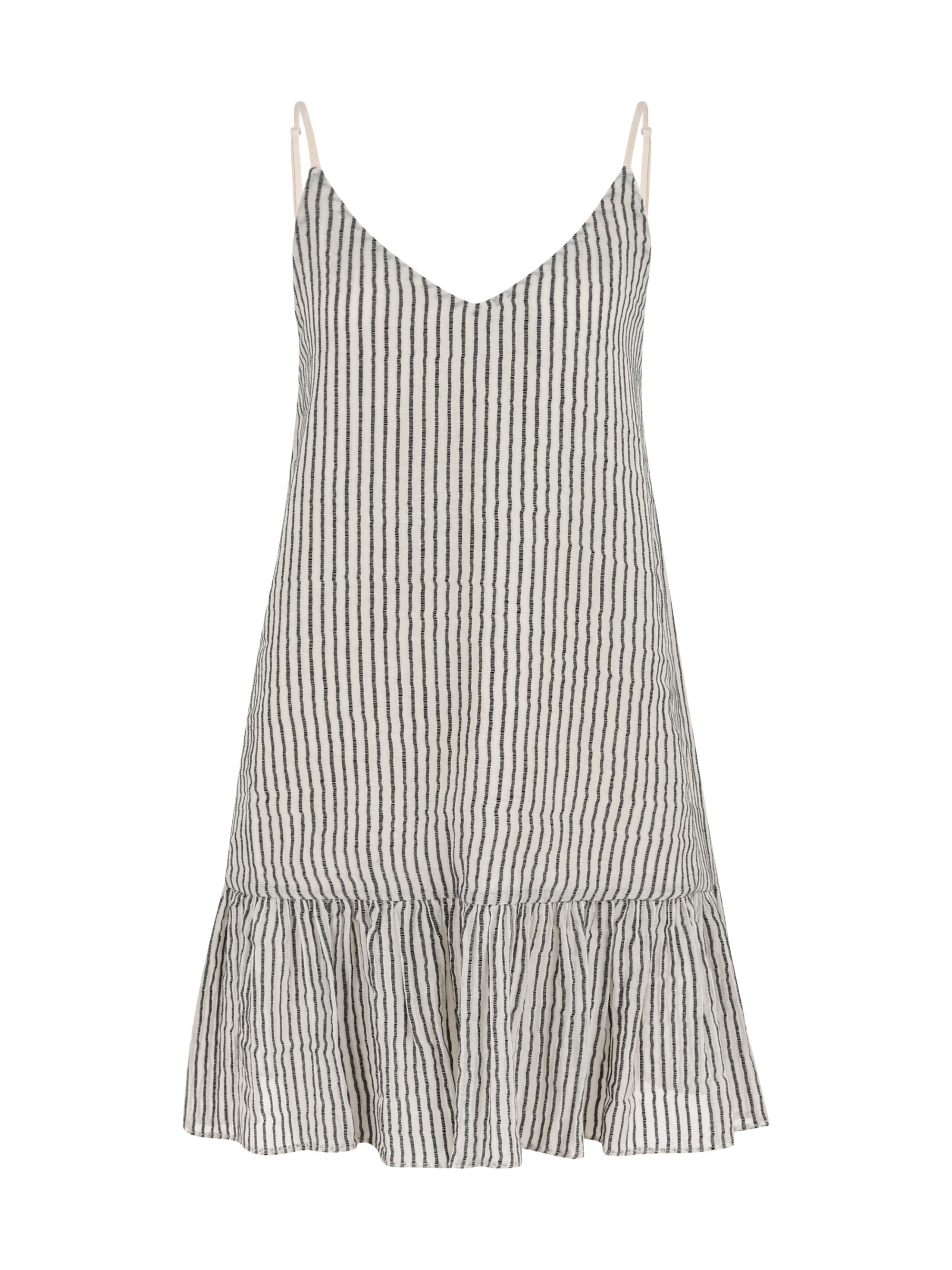 Liv Mini Ruffle Dress Black Stripes - The Handloom