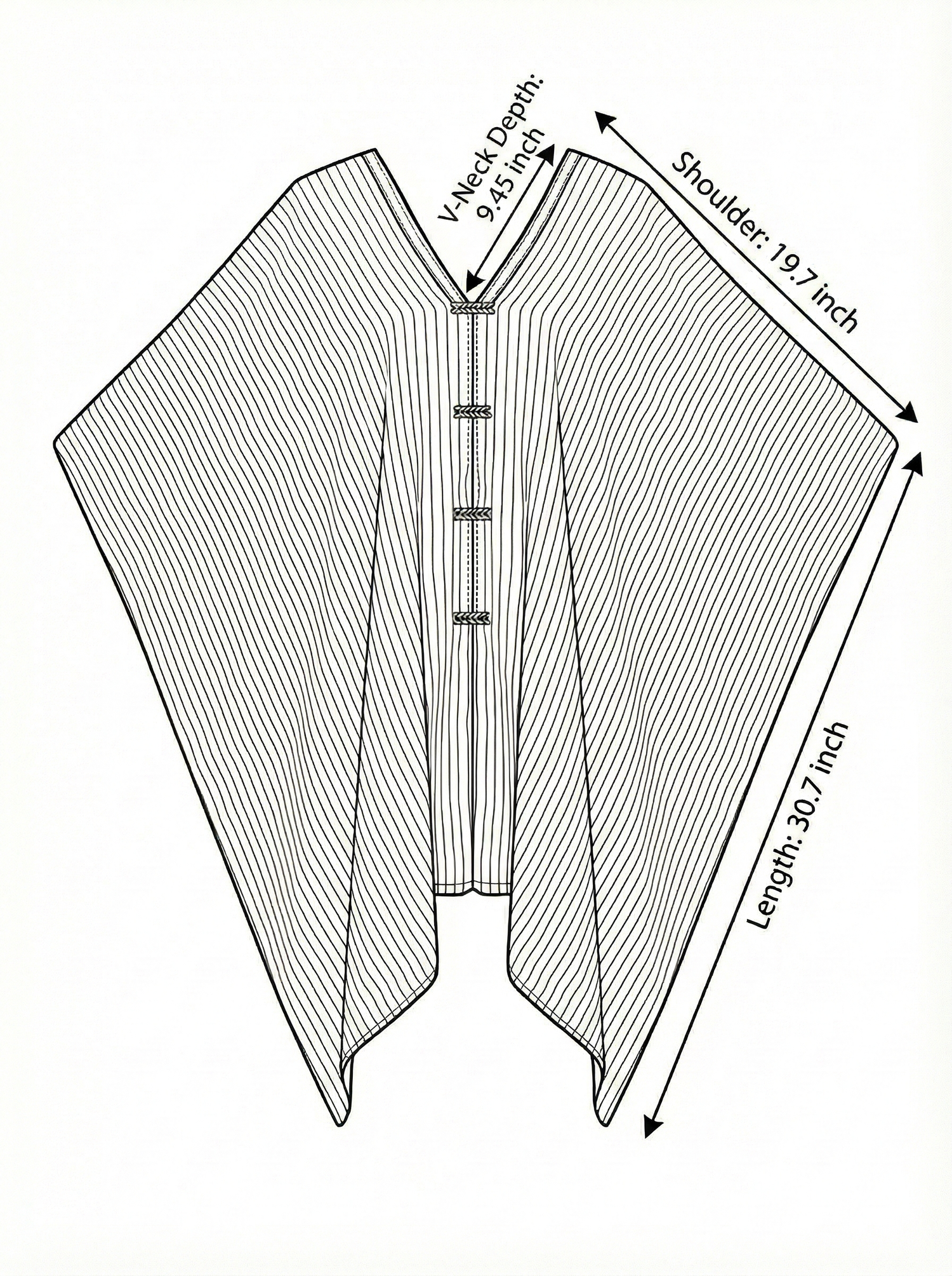 Size chart for Ava Kimono - Navy
