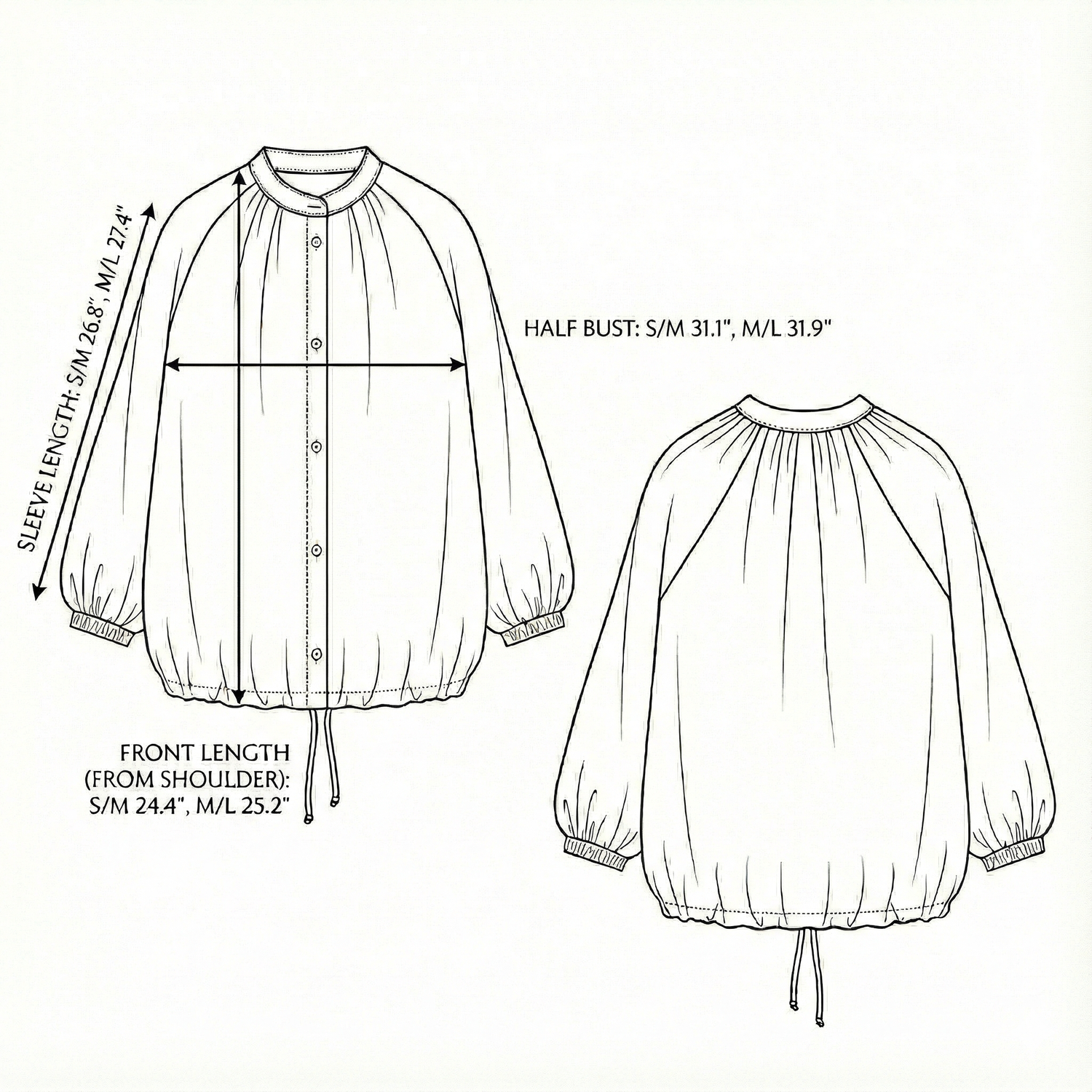 Size chart for Kaya Drawstring Pants - White