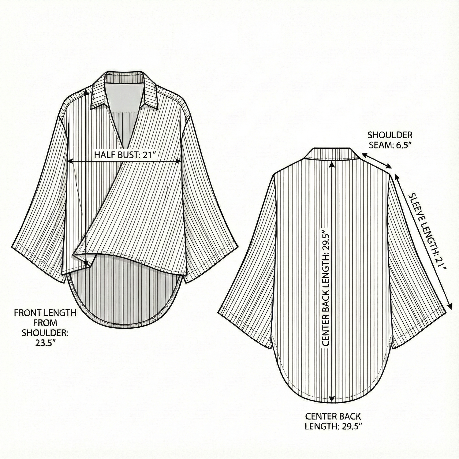 Size chart for Sade Top - White Stripes