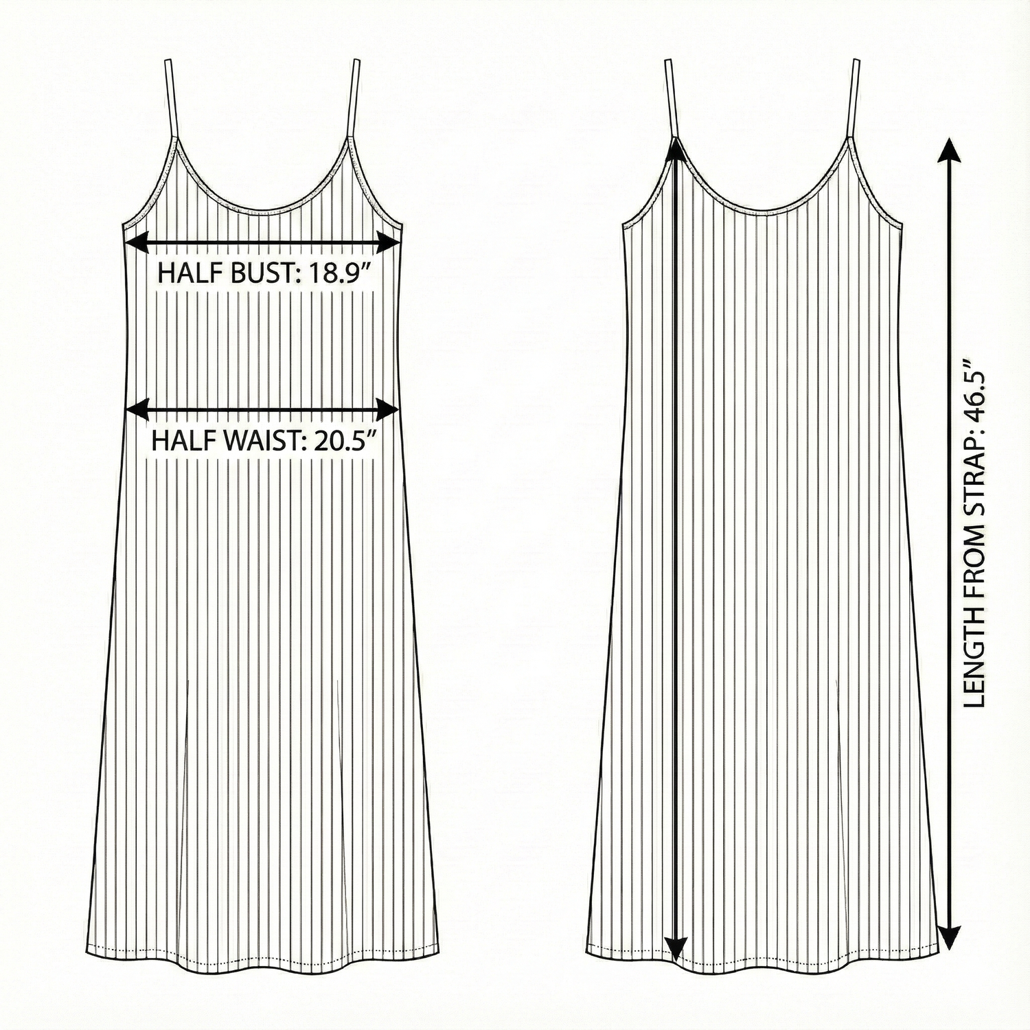 Size chart for Yaz Dress - Burgundy Stripes