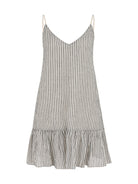 Liv Mini Ruffle Dress Black Stripes - The Handloom