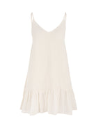 Liv Mini Ruffle Dress White Stripes - The Handloom