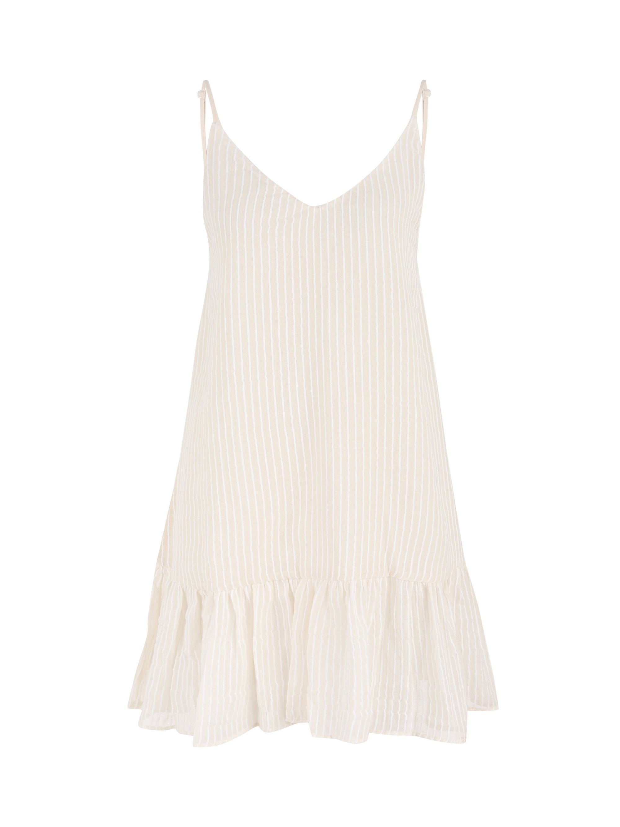 Liv Mini Ruffle Dress White Stripes - The Handloom